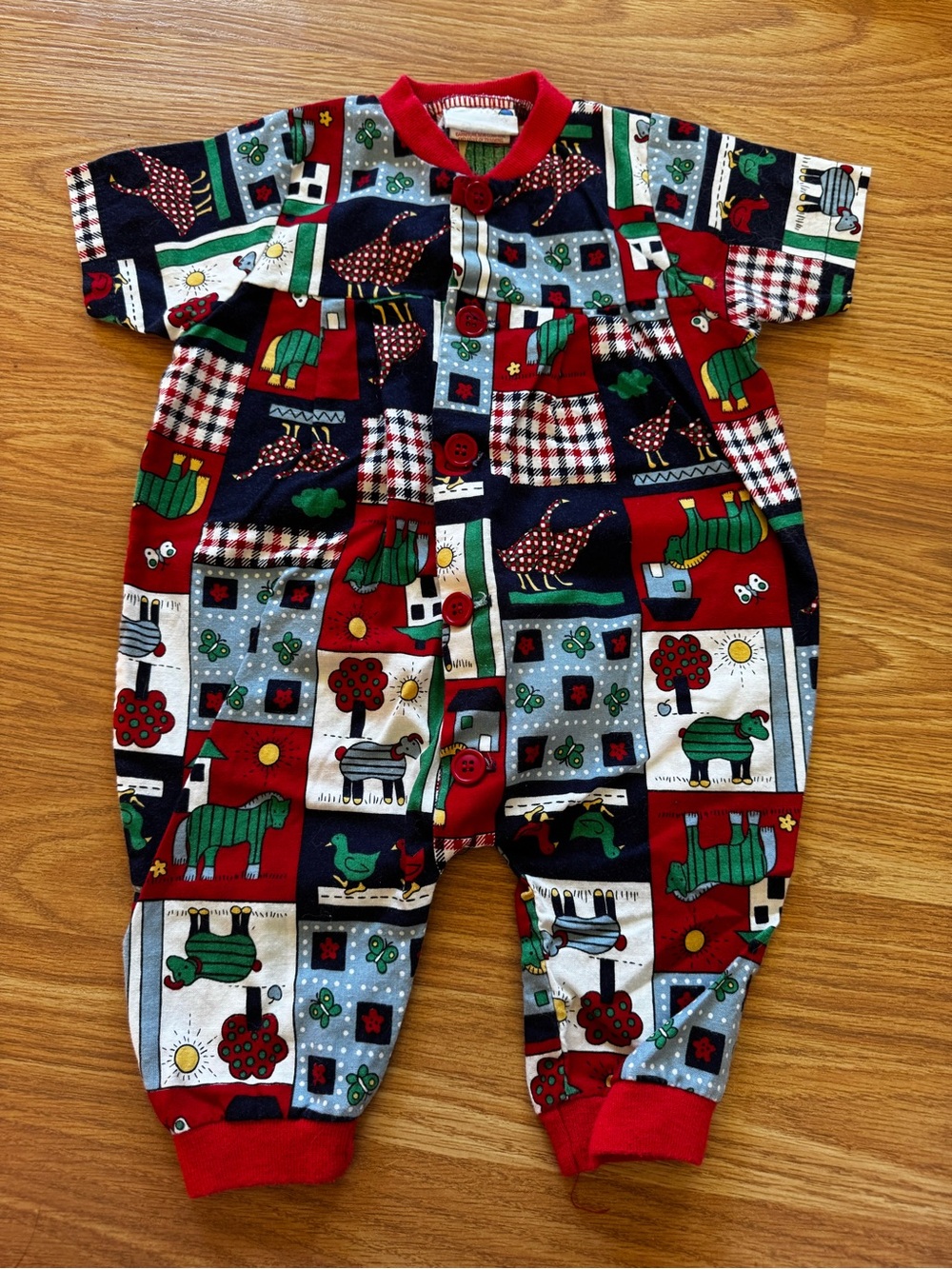 Vintage button up infant romper